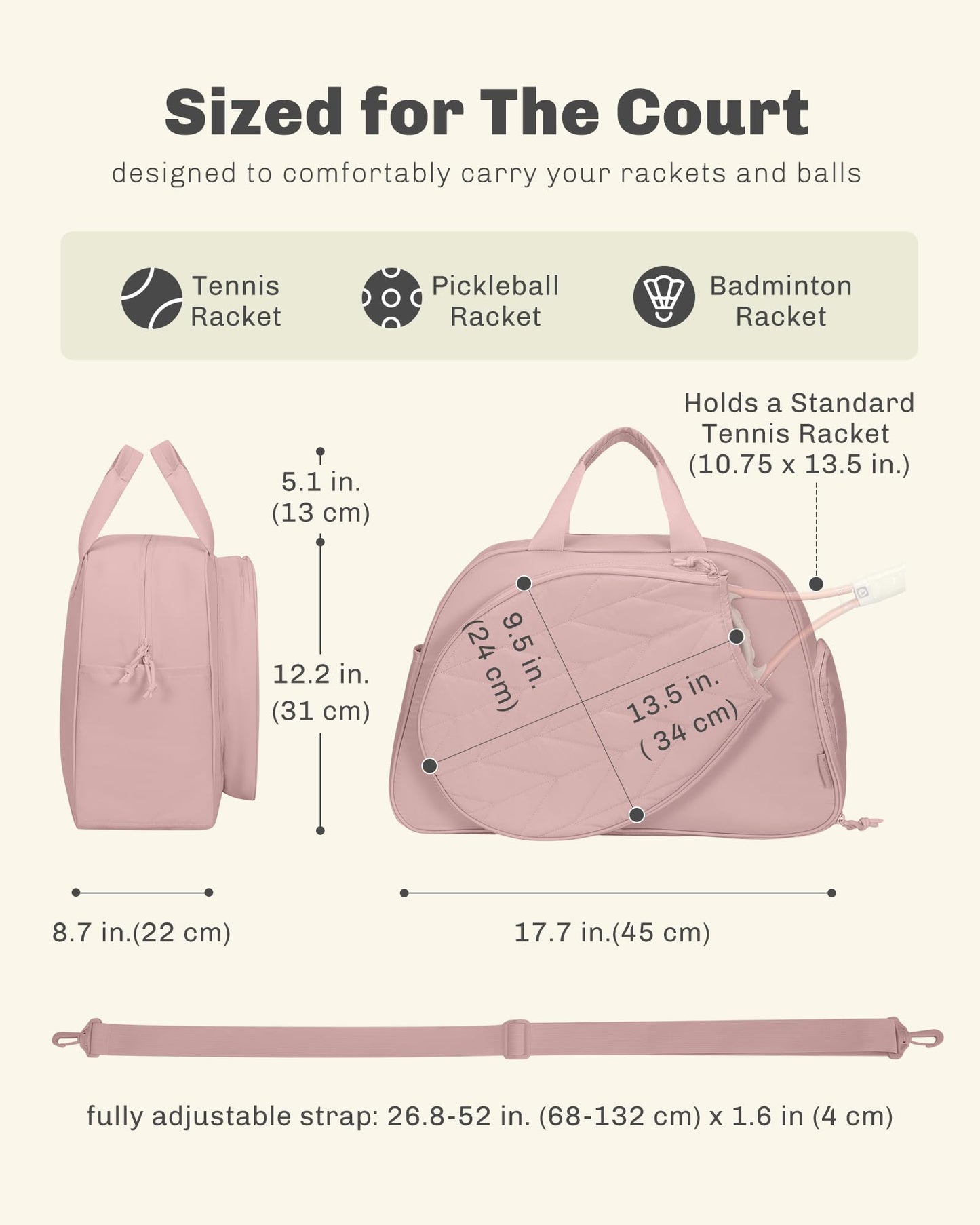 Hynes Eagle Pickleball Bags for Women Tennis Gym Bag Holds 2 Rackets