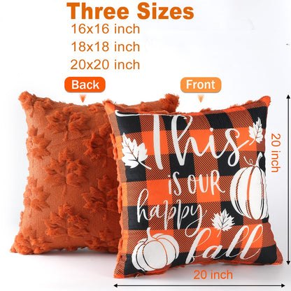 TOYPOPOR Halloween Decorations, 2 Packs Double Sided Ghost Pillow Covers, Soft Fur Throw Pillow Cases Indoor outdoor Pumpkin Couch Cushion Case for Fall Autumn Bedroom Living Room Home Decor 18''x18''