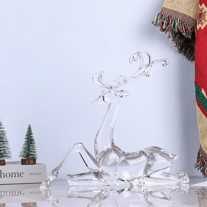 18" Tall Acrylic Christmas Reindeer Figurine - Elegant Clear Large Reindeer Ornaments for Christmas Indoor Decor, Holiday Centerpiece, Living Room, Fireplace, Table Display (Gold Standing Reindeer)