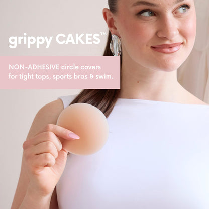 CAKES Body® Grippy Non-Adhesive Silicone Nipple Covers for Women (NO STICKY ADHESIVE) - Reusable, Silicone (Circle)