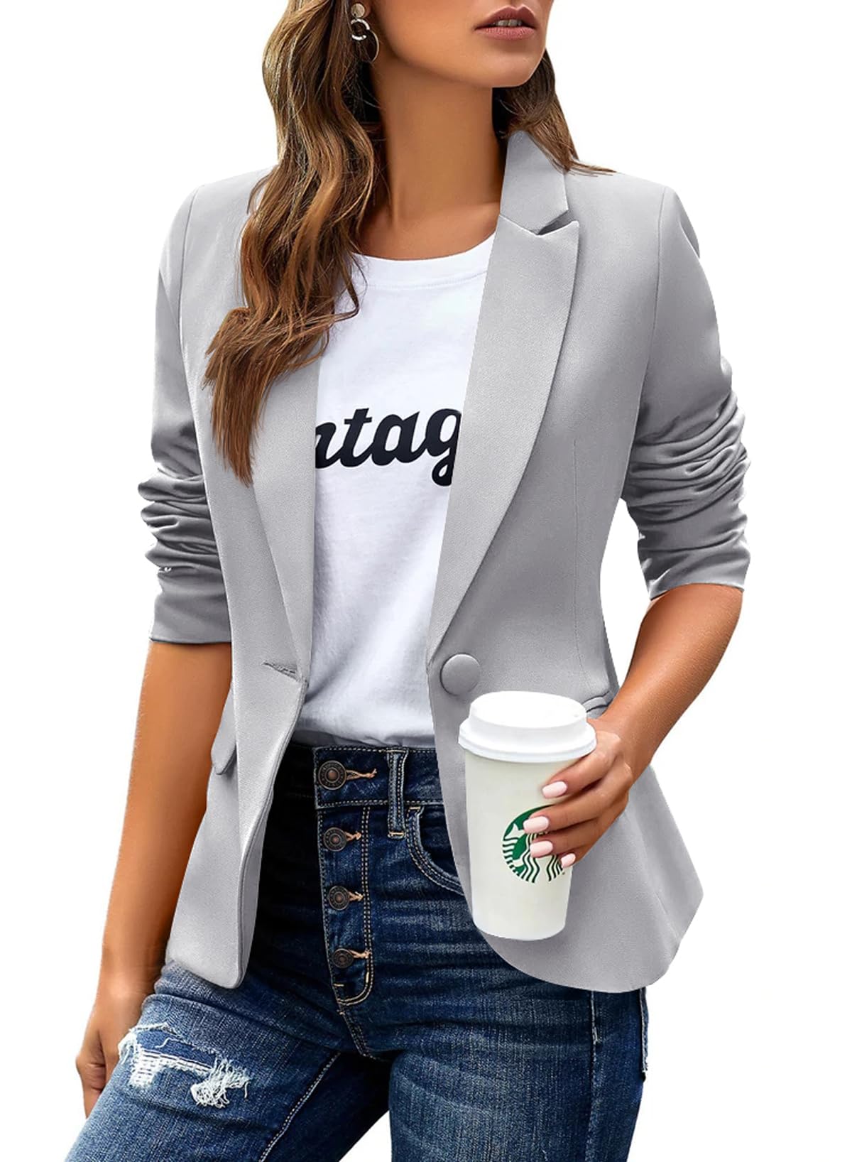huatandis Women's Business Casual Blazer