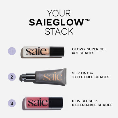 Saie Dew Liquid Blush for Cheeks - Hydrating Cream Blush Stick with a Blendable + Buildable Formula - Skincare Infused Dewy Cheek Tint for a Natural Flush - Glowy Makeup Essential - Baby (.40 oz)
