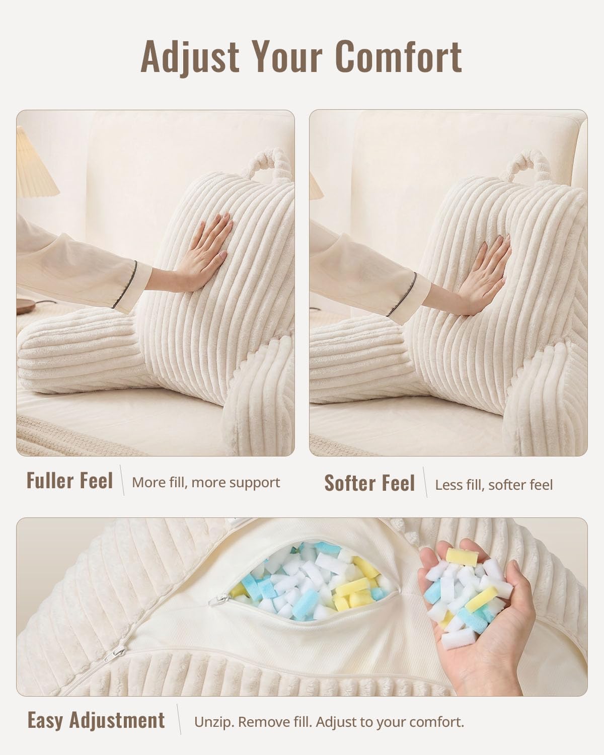 Blissful Diary Reading Pillow, Backrest Pillow with Shredded Memory Foam