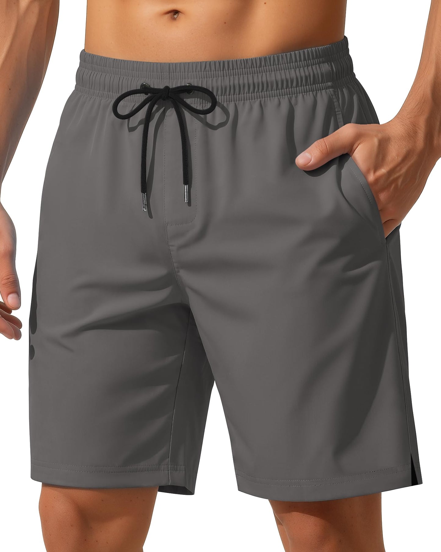 Yufawow 9 Inch Men Swim Trunks with Mesh Lining Quick Dry Breathable Pockets for Summer Beach Cruise Water Park Gym Running