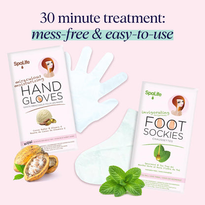 SpaLife Moisturizing Foot Sockies | Foot Mask for Dry Cracked Feet | Tea Tree Oil Softening Booties | Callus Remover Alternative | Self Care Gifts for Women | 8 Pack