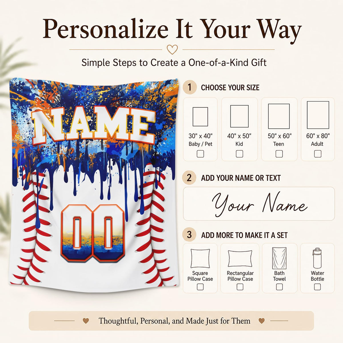 Kids Blanket Custom Baseball Blankets, Splashed Ink Throw Bed Travel