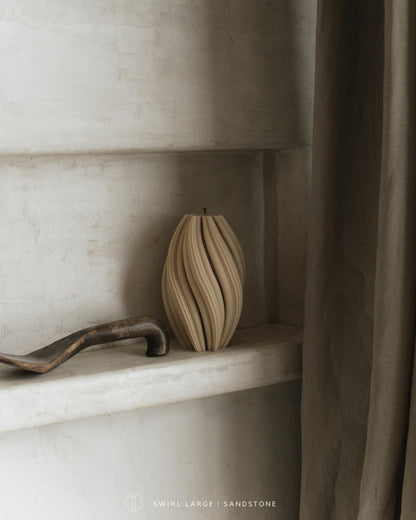LAWA Swirl Candle - Beautiful Handmade Pillar Soy Wax Twirl Elegant Bubble Aesthetic Candle Housewarming Gift Home Room Shelf Decor Idea Spiral White Large