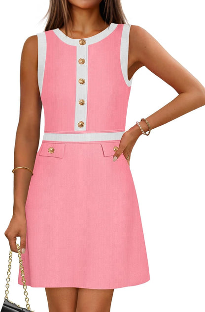 MEROKEETY Womens Summer Business Casual Mini Sweater Dress