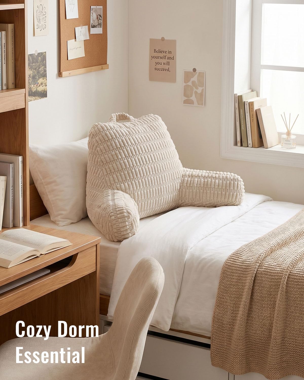 Blissful Diary Reading Pillow, Backrest Pillow with Shredded Memory Foam