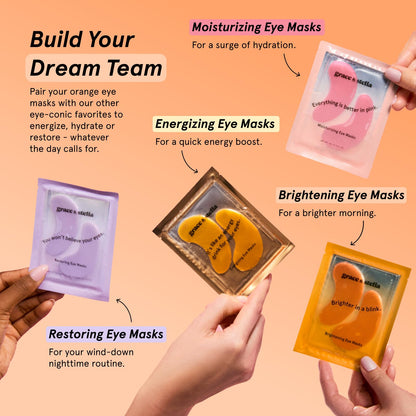 grace & stella New Brightening Eye Patches for Dark Circles (24 Pairs) - Vitamin C Under Eye Patches for Puffiness - Perfect Gifts for Women & Morning Skin Care Routine, Vegan Under Eye Mask