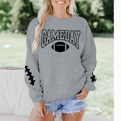 FAYALEQ Game Day Sweatshirts Women Football Sweatshirt Football Rugby Pullovers Casual Game Day Fan Pullover Top