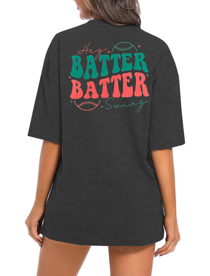 Baseball Shirts Women Oversized: Baseball Mom Tshirt Hey Batter Batter Swing Graphic Tee Ballparks Tops