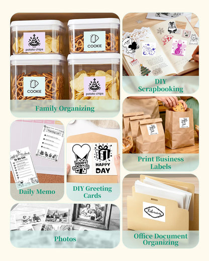 Memoking Mini Printer - Sticker Printer T02 Inkless Sticker Maker Machine