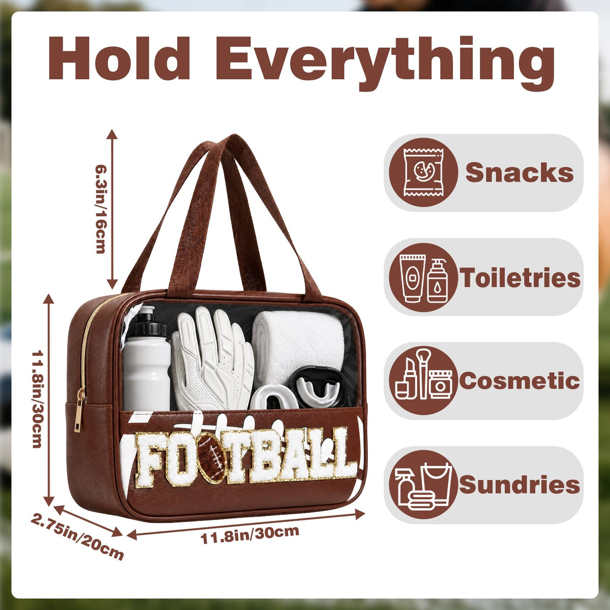 Baseball Mom Essentials Baseball Team Gifts Makeup Cosmetic Bag Clear Chenille Letter Zipper Pouch Stuff Sport Portable Travel Case
