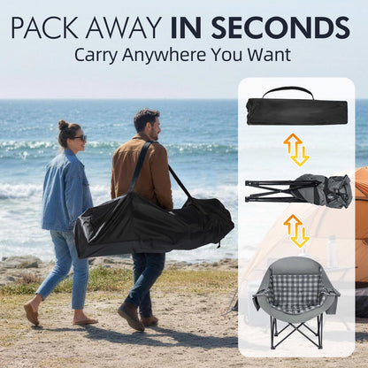 Oversized Camping Chairs for Adults - Heavy Duty Padded Outdoor Camp Chair