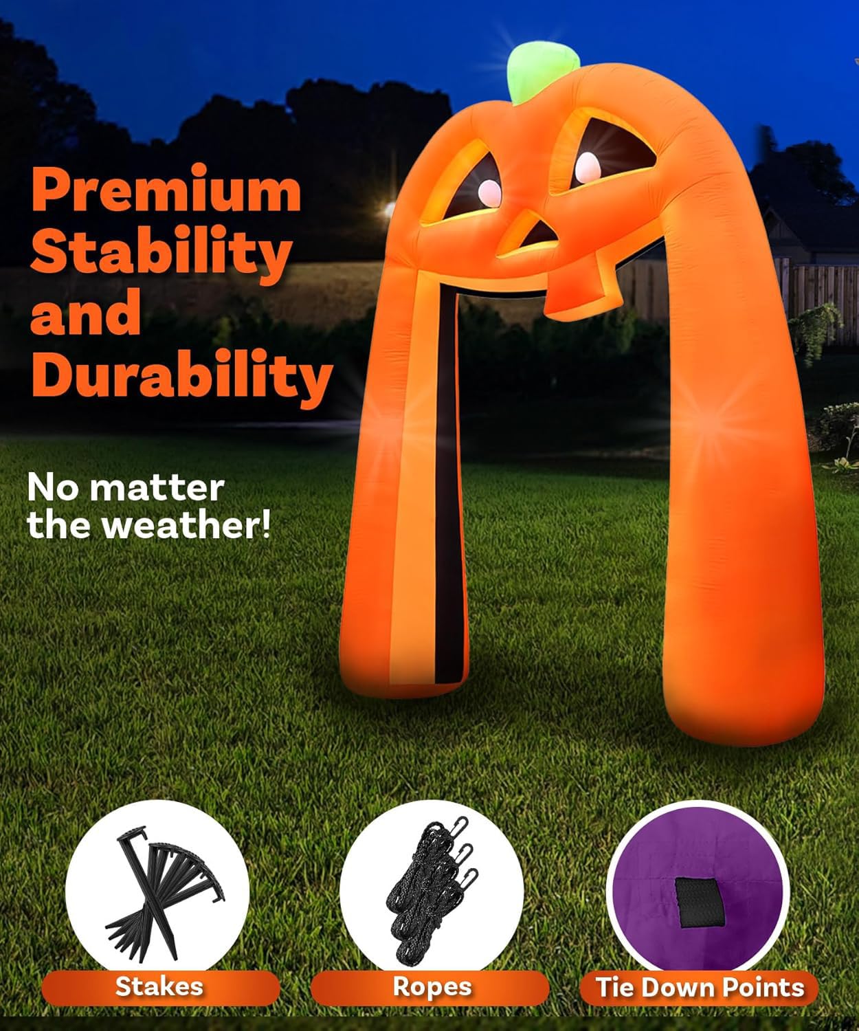 12FT Giant Halloween Inflatable Pumpkin, Blow up Halloween Decoration Built-in 6 LED and Flashing Light for Halloween Decoration Outdoor Indoor Home Party Supplies Halloween Lawn Decor
