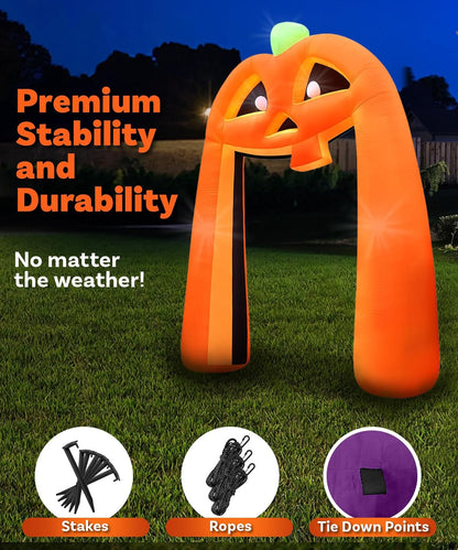 12FT Giant Halloween Inflatable Pumpkin, Blow up Halloween Decoration Built-in 6 LED and Flashing Light for Halloween Decoration Outdoor Indoor Home Party Supplies Halloween Lawn Decor