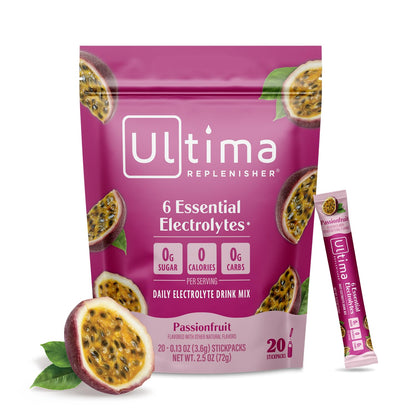 Ultima Replenisher Electrolyte Hydration Powder, Grape, 20 Count Stickpacks Pouch - Sugar Free, 0 Calories, 0 Carbs - Gluten-Free, Keto, Non-GMO with Magnesium, Potassium