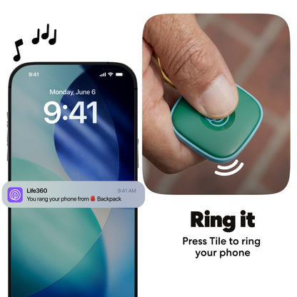 Life360 Tile - Bluetooth Tracker, Keys Finder and Item Locator for Keys, Bags and More. Phone Finder. Both iOS and Android Compatible. 1-Pack (Green Surf)