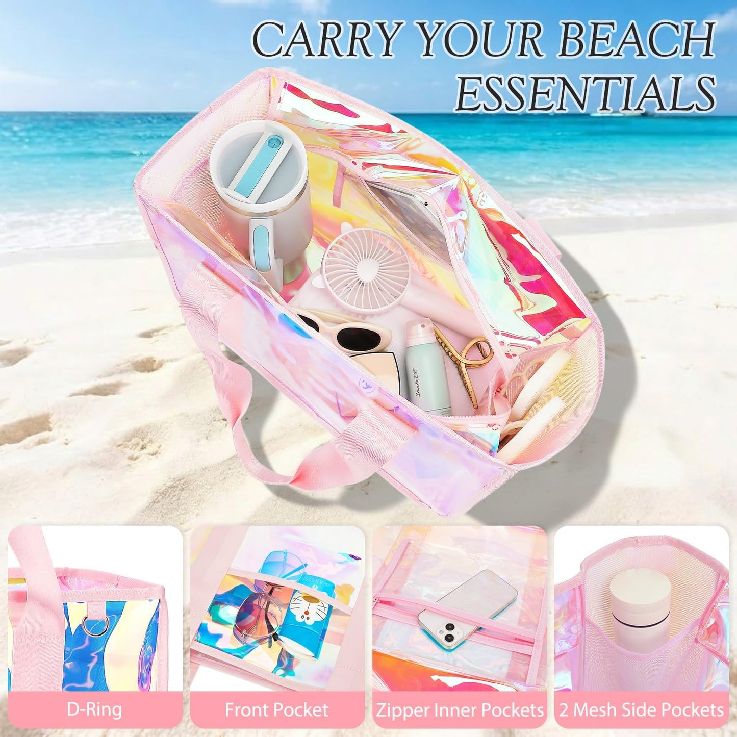 Fammart Iridescent Clear Beach Bags (Waterproof)