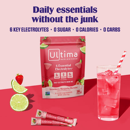 Ultima Replenisher Electrolyte Hydration Powder, Grape, 20 Count Stickpacks Pouch - Sugar Free, 0 Calories, 0 Carbs - Gluten-Free, Keto, Non-GMO with Magnesium, Potassium