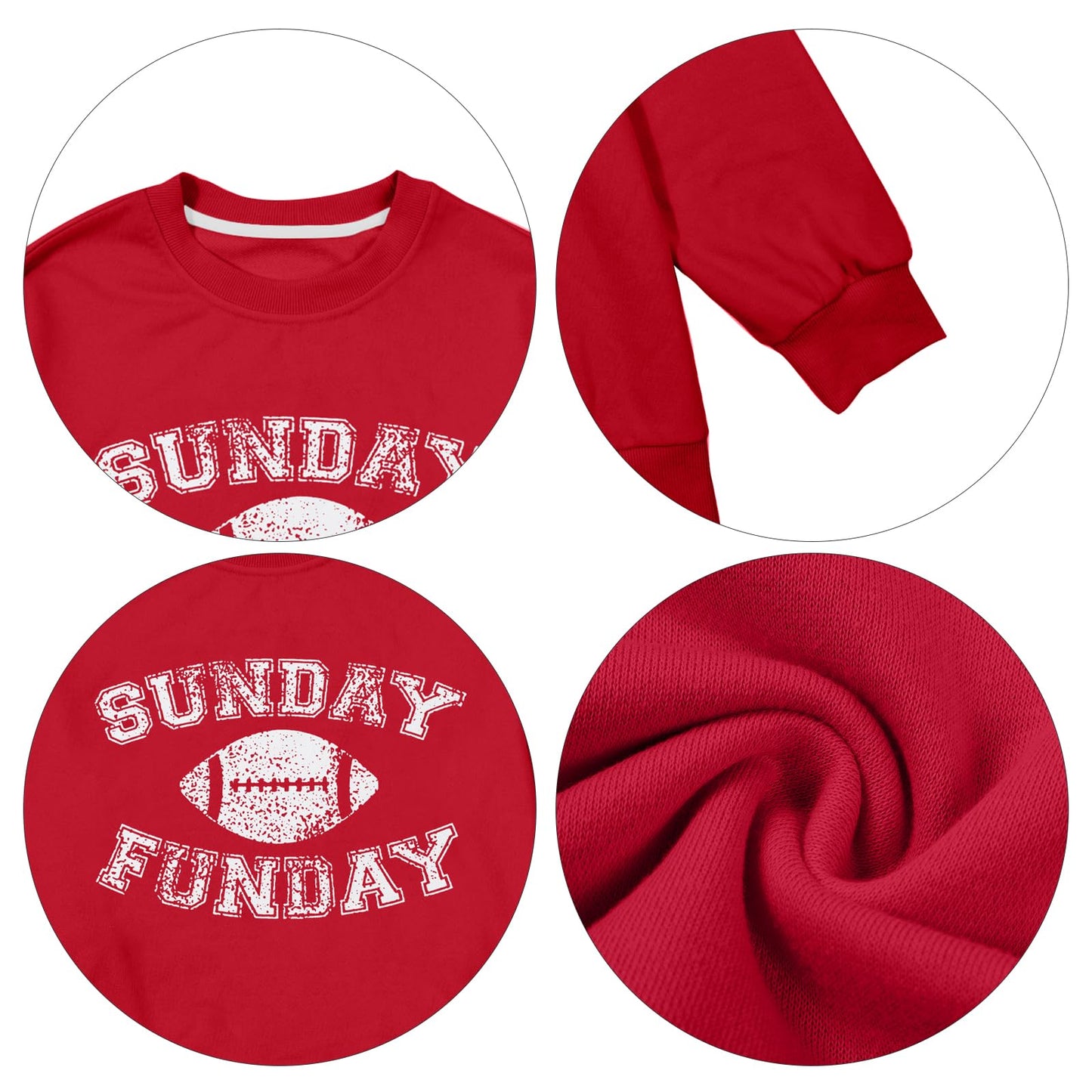 FLOYU Women Sunday Funday Sweatshirt Cute Football Graphic Pullover Game Day Weekend Tops Casual Football Season Shirt
