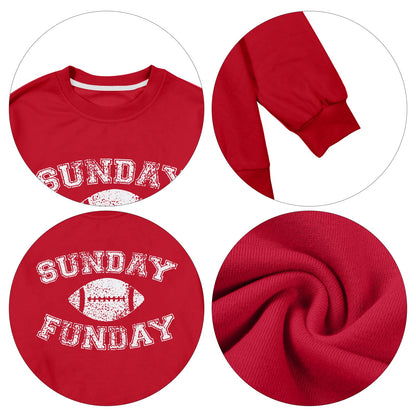 FLOYU Women Sunday Funday Sweatshirt Cute Football Graphic Pullover Game Day Weekend Tops Casual Football Season Shirt