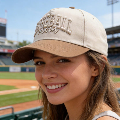 Baseball Mama Trucker Hat- 3D Embroidered Mama Adjustable Cotton Baseball Caps for Women