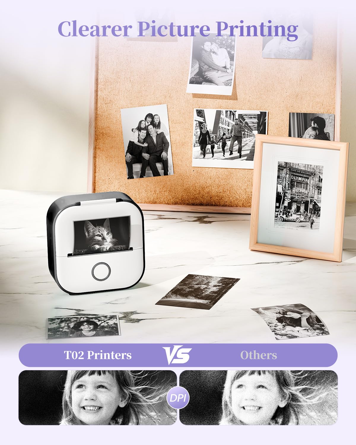 Memoking Mini Printer - Sticker Printer T02 Inkless Sticker Maker Machine