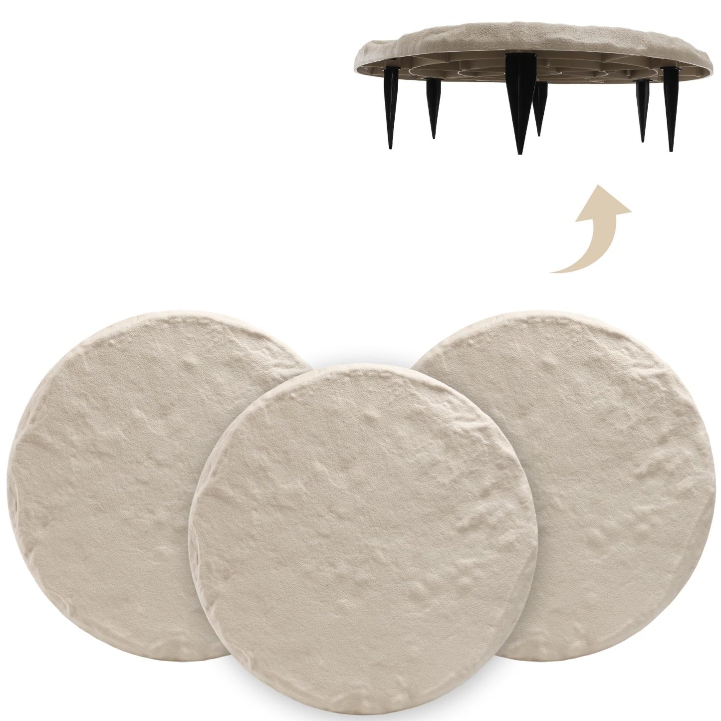 4Pcs Large Stepping Stones Outdoor Garden Walkway, Durable Plastic Pavers for Patio, Pathway, and Landscaping, Weatherproof Stepping Stones with Ground Stakes for Easy Installation