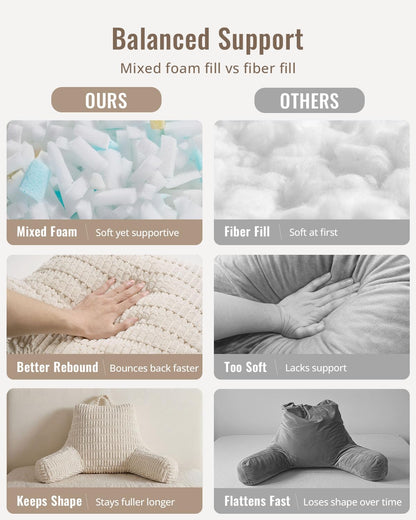 Blissful Diary Reading Pillow, Backrest Pillow with Shredded Memory Foam