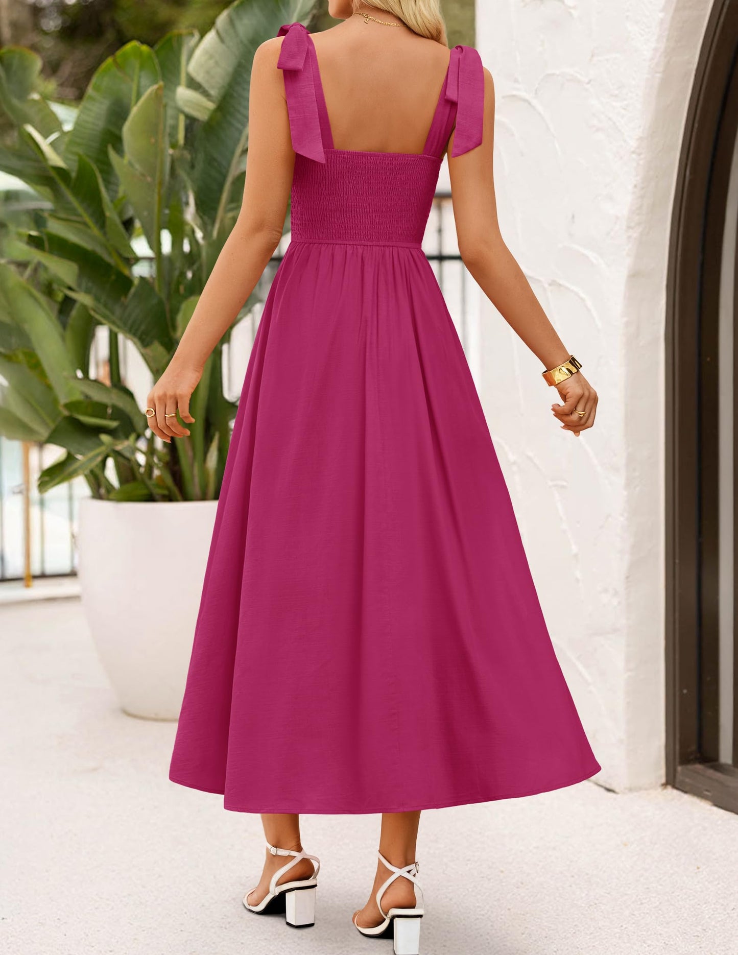 ZESICA Women's Summer Tie Shoulder Wedding Guest Maxi Dress