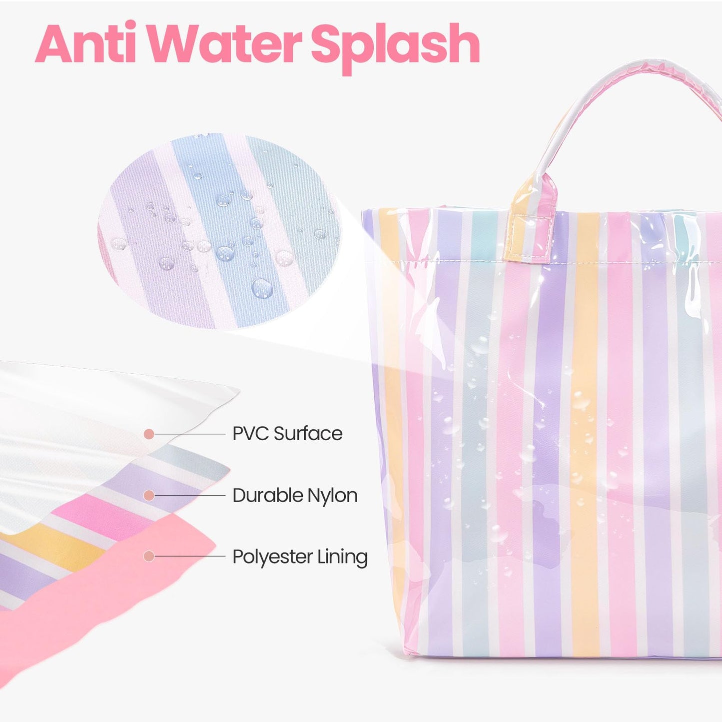 Striped PVC Tote Bag Large Glossy