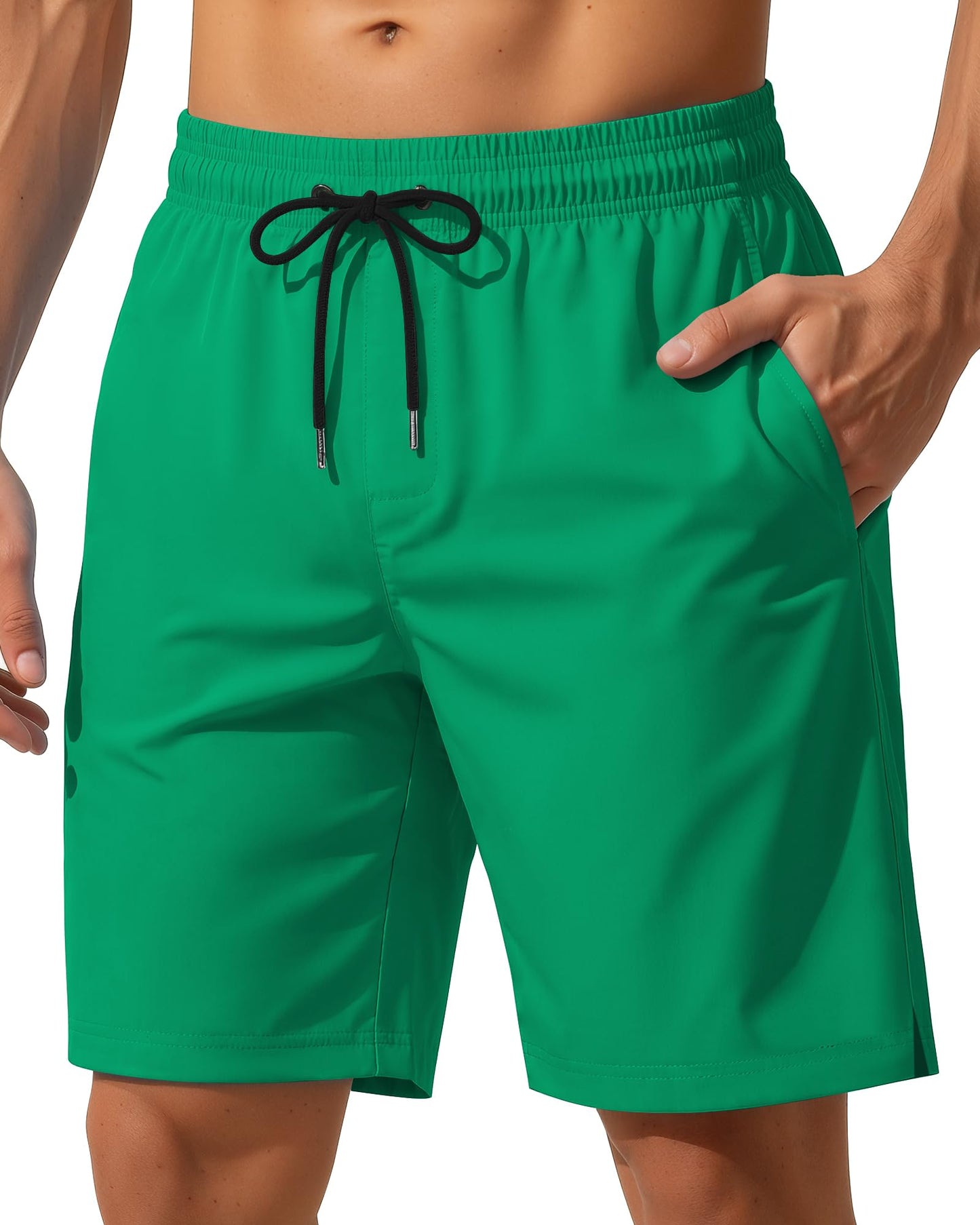 Yufawow 9 Inch Men Swim Trunks with Mesh Lining Quick Dry Breathable Pockets for Summer Beach Cruise Water Park Gym Running