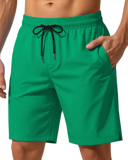 Yufawow 9 Inch Men Swim Trunks with Mesh Lining Quick Dry Breathable Pockets for Summer Beach Cruise Water Park Gym Running