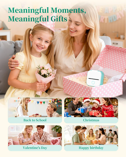 Memoking Mini Printer - Sticker Printer T02 Inkless Sticker Maker Machine