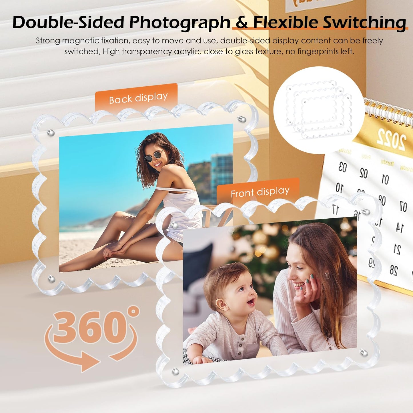 Chivalral 3 Pack 4x6 Acrylic Picture Frame, Double-Sided Tabletop Display