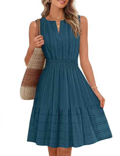 MEROKEETY Womens Summer Casual Beach Vacation Sleeveless Mini Sundress