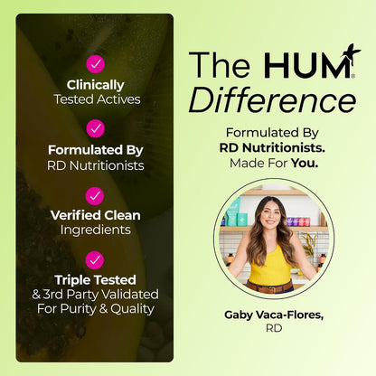 HUM Flatter Me Fiber Supplement for Women & Men, Prebiotics & Digestive Enzymes to Support Weight & Bloating, Digestive & Gut Health, Fiber Powder Drink Mix, Strawberry Lemon - 10 Servings