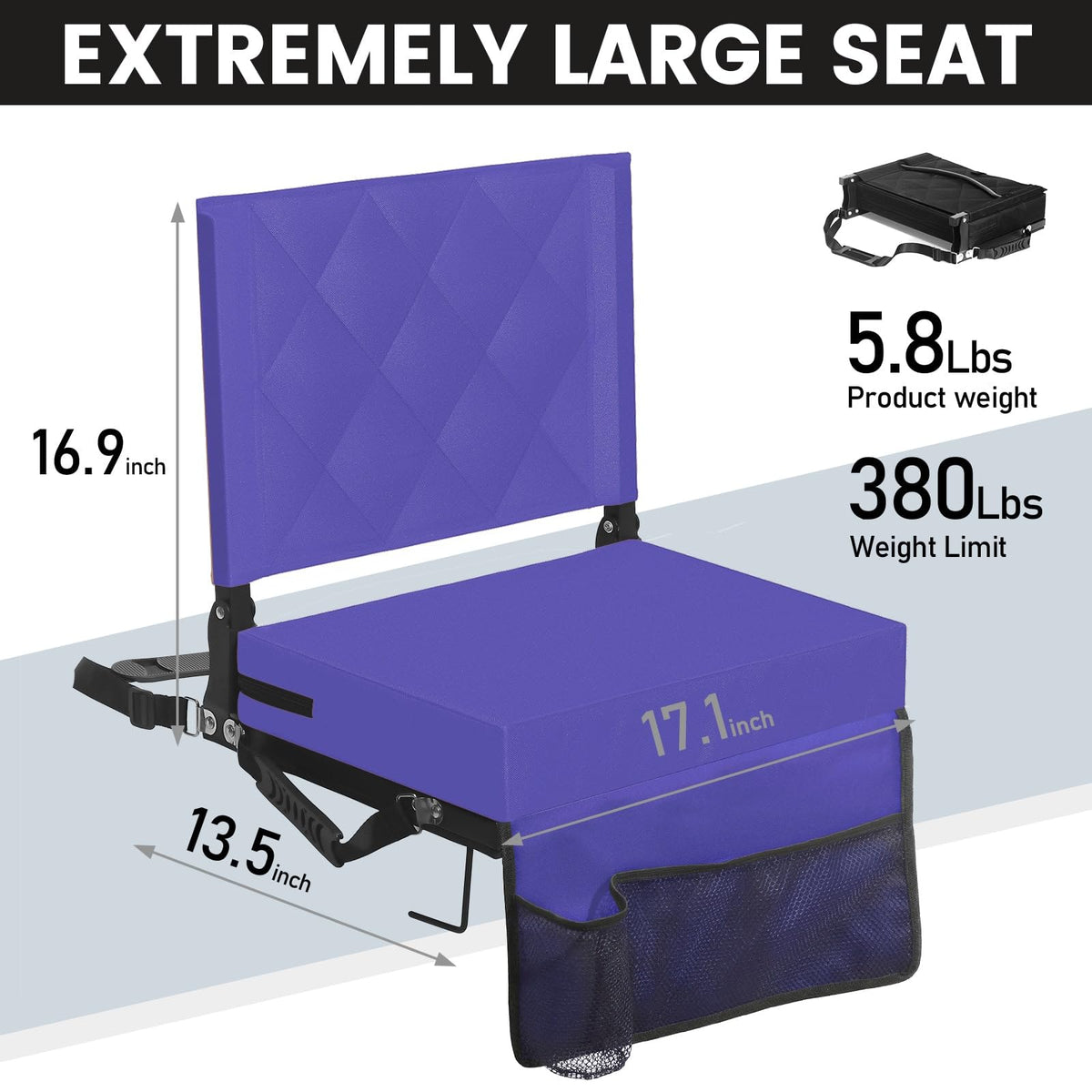 Sheenive Stadium Seats with Back Support, Padded Bleacher Seat Cushion