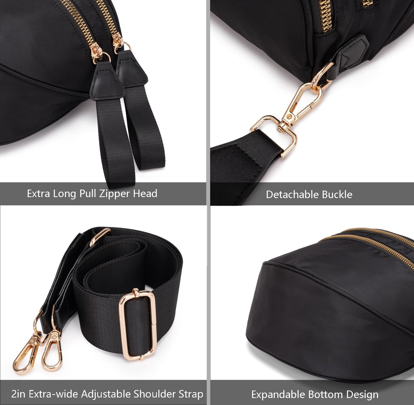 Pure Colour Crossbody Bum Bags for Women Spacious Checkered Cross body Bag Nylon Trendy Fanny Pack for Travel