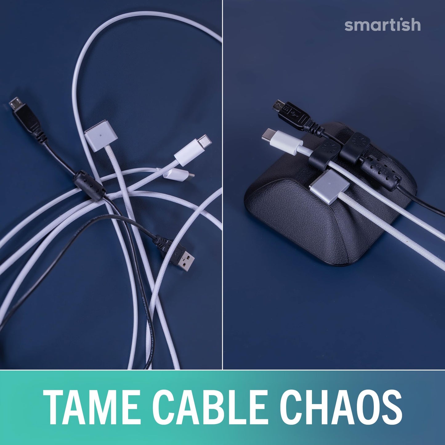 Smartish® Magnetic Cord Holder - Bigger Cable Wrangler Organizer with Magnet Clips for Charger Management on Desktop, Nightstand - Holds 6+ Cables - I'm Blushing