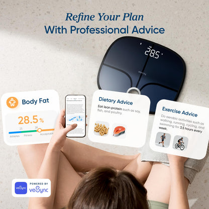 Etekcity Upgraded Smart Scale for Body Weight, FSA&HSA Eligible, Bathroom Digital Scale with BMI, Body Fat, Muscle Mass, 13 Metrics with a Large Display, Support Offline Mode and Apps Connection