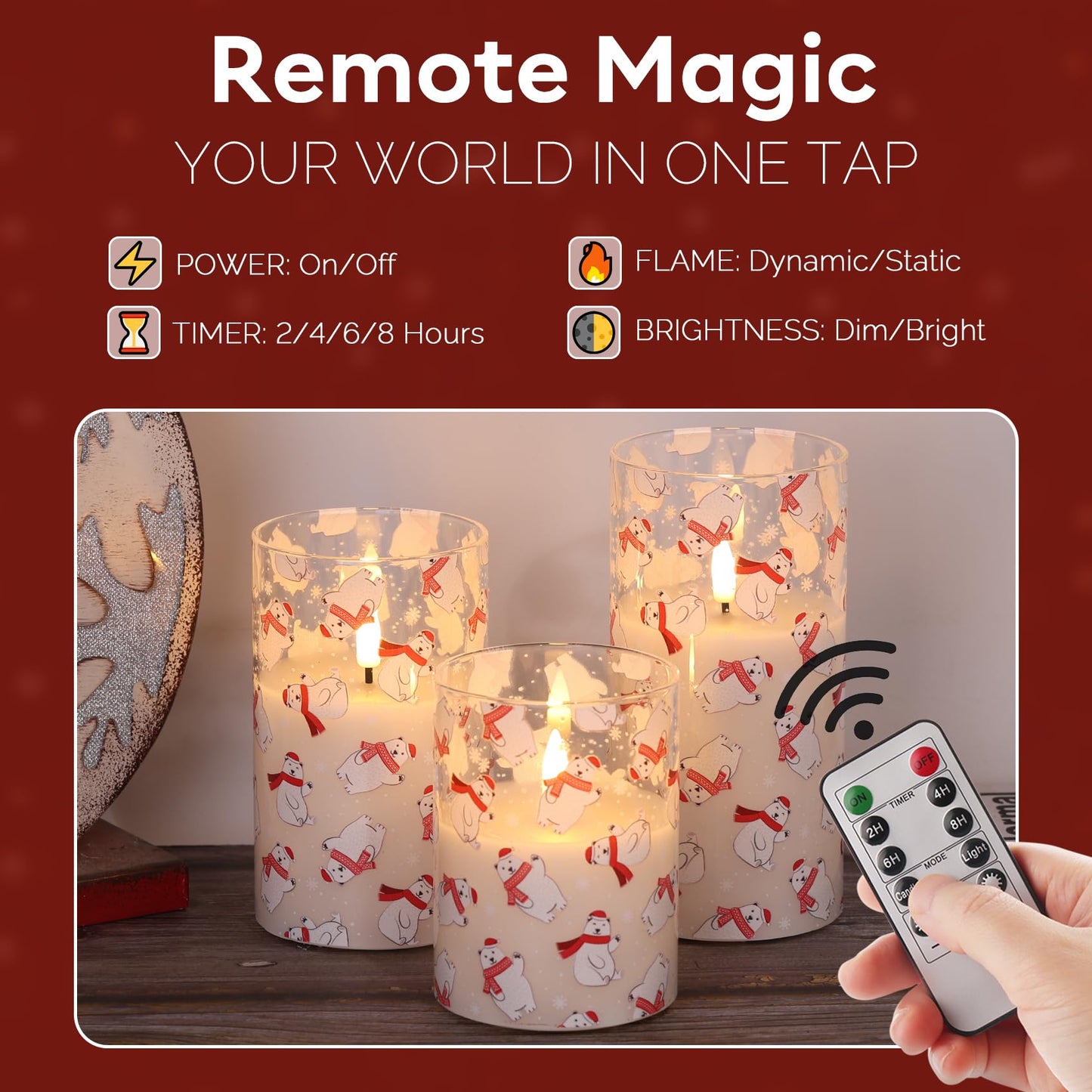 Eywamage Smoke Grey Glass Flameless Pillar Candles with Remote, Flickering LED Battery Candles Table Decor Set of 3