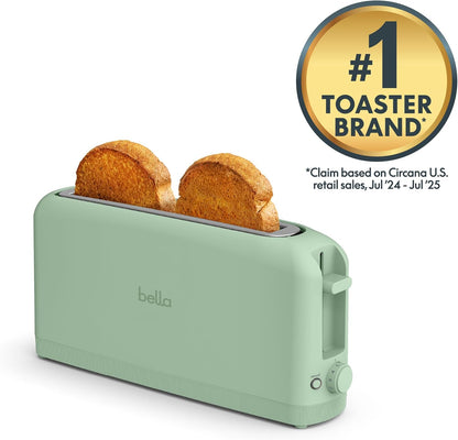 bella 2 Slice Slim Toaster, Fits-anywhere™ Kitchenware, 6 Setting Shade Control with Reheat & Cancel Buttons, Fits sourdough, 10” Long Slot, Anti Jam & Auto Shutoff, 900 Watt, Blossom