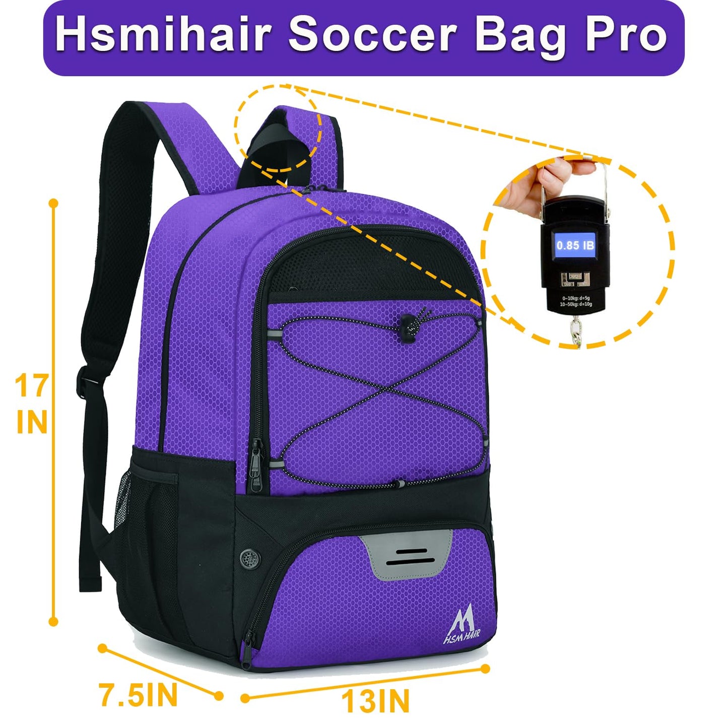 Hsmihair Soccer Bag,Youth Soccer Backpack with Ball and Cleat Compartment