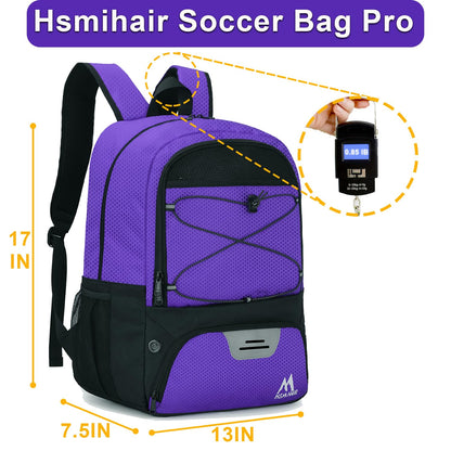 Hsmihair Soccer Bag,Youth Soccer Backpack with Ball and Cleat Compartment