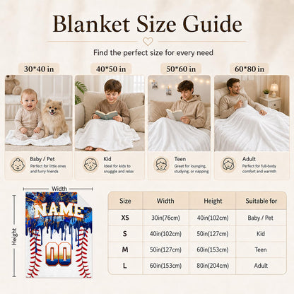 Kids Blanket Custom Baseball Blankets, Splashed Ink Throw Bed Travel