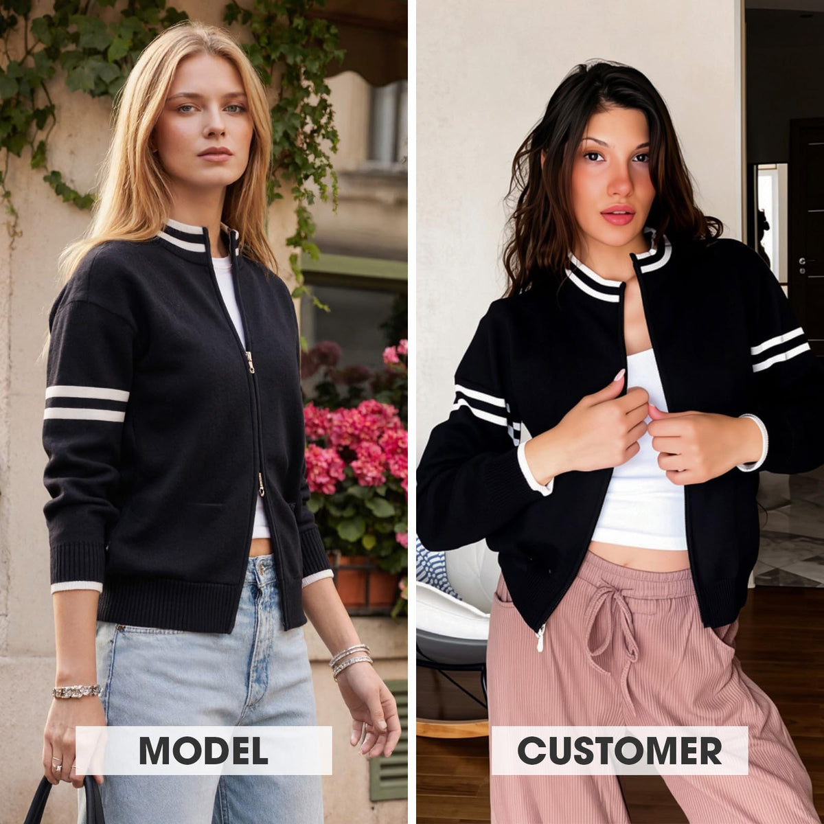 EXLURA Women Long Sleeve Zip Up