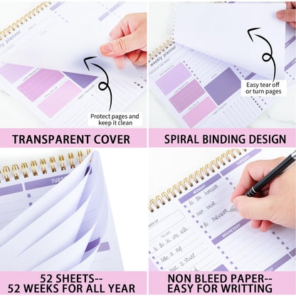 Thboxes Weekly Desk Planner, 8.5x11 In To Do List Notepad, 52 Sheets, Pink | Productivity Organizer, Work from Home Essentials, Undated Tear Off Pages, Office, College, School, Student and Teacher Gifts